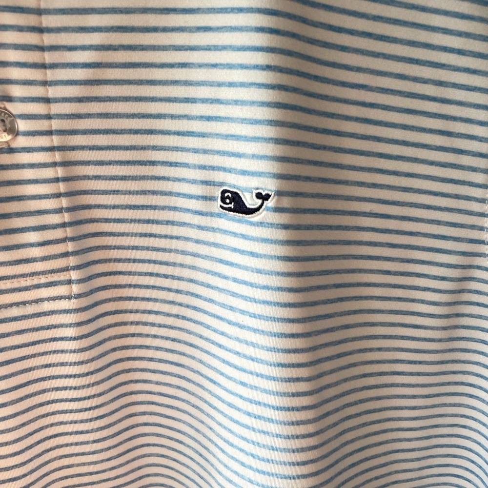 Vineyard Vines Boys Striped Polo Shirt - Blue and White - Picture 2 of 3
